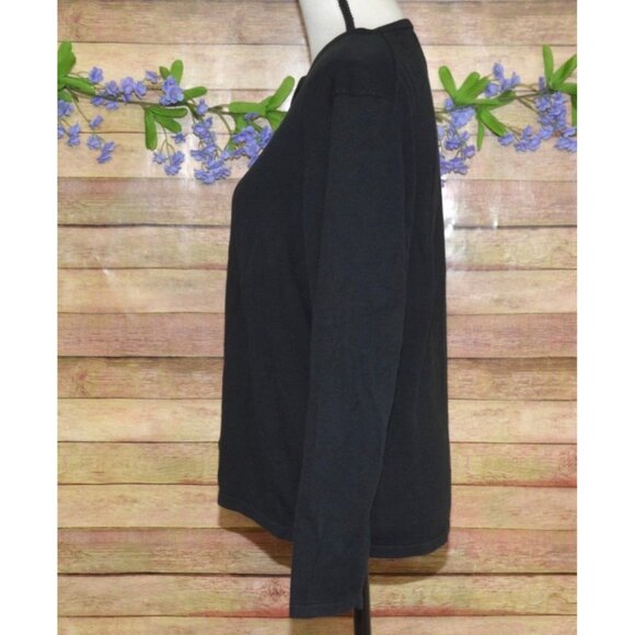 Vintage Yarnworks Black Button Up Cardigan Sweater Size Petite L Casual Modest - Picture 4 of 7